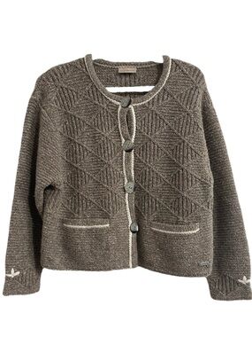 Women's Taupe Textured Knit Button Cardigan